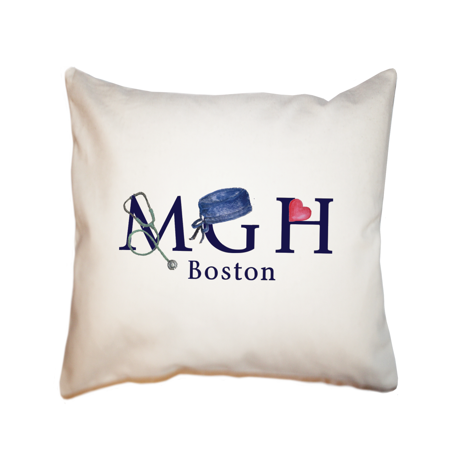 MGH Boston square pillow