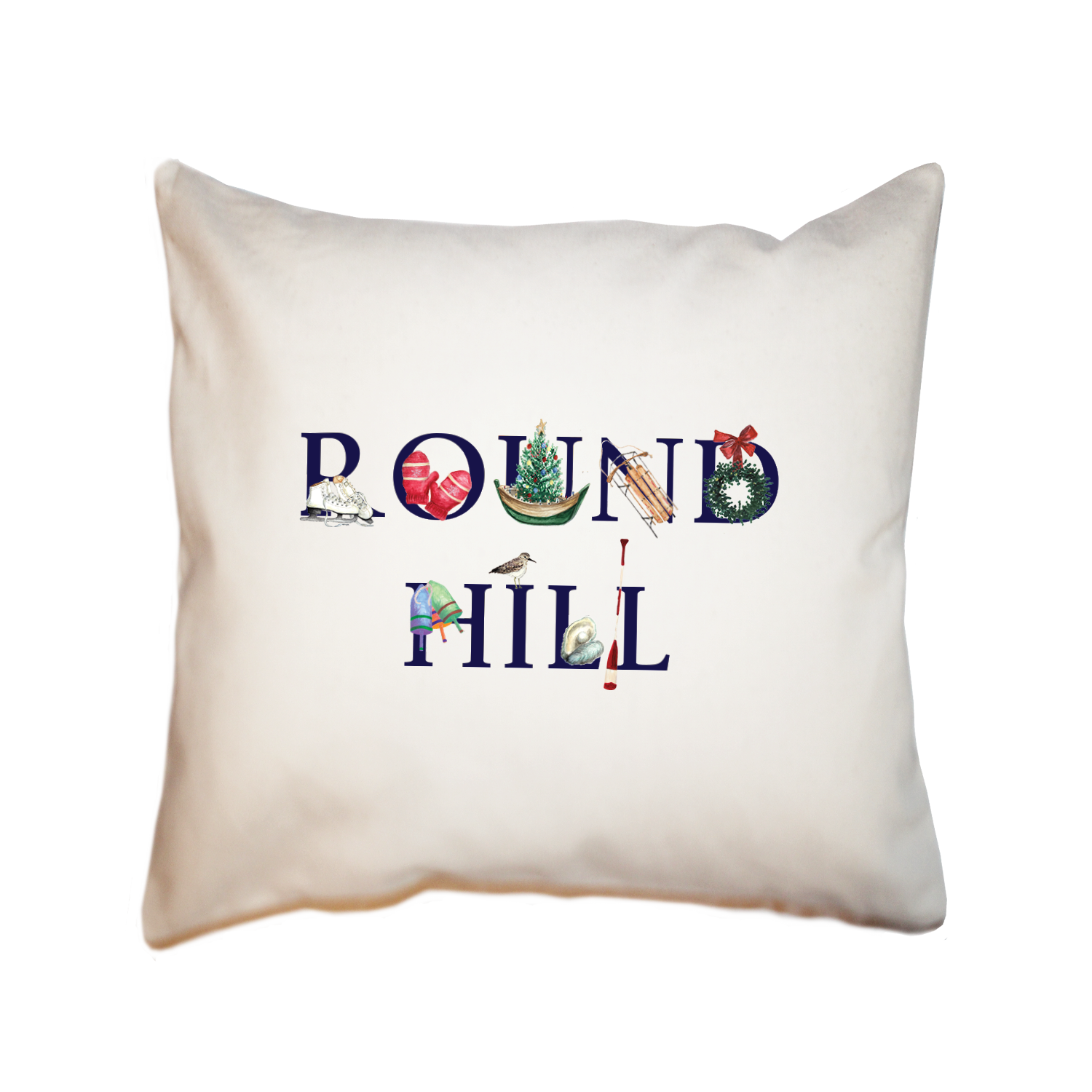 round hill winter holiday square pillow