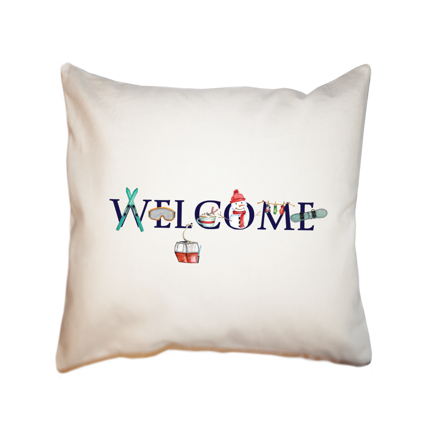 welcome ski version square pillow