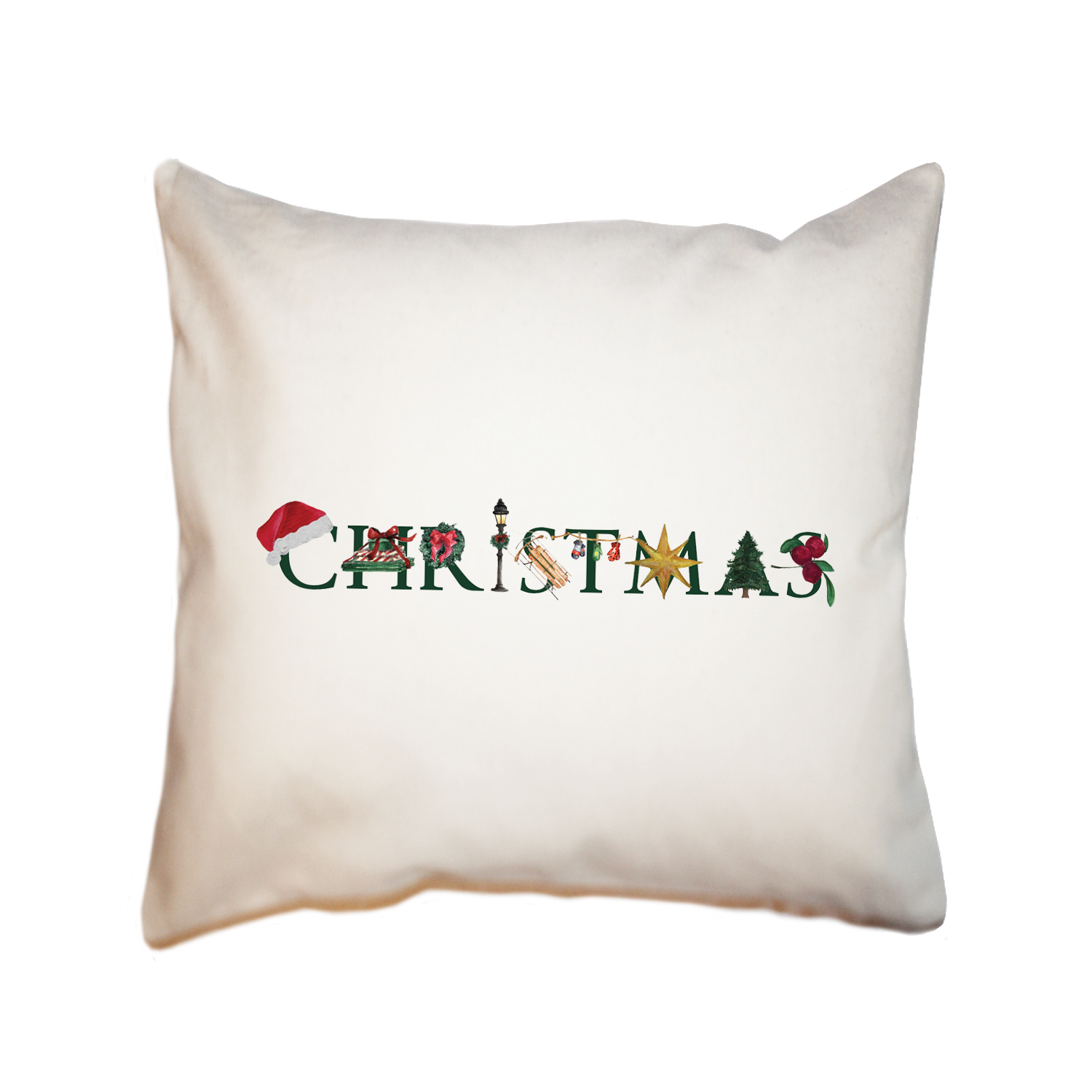 christmas illu-stated square pillow