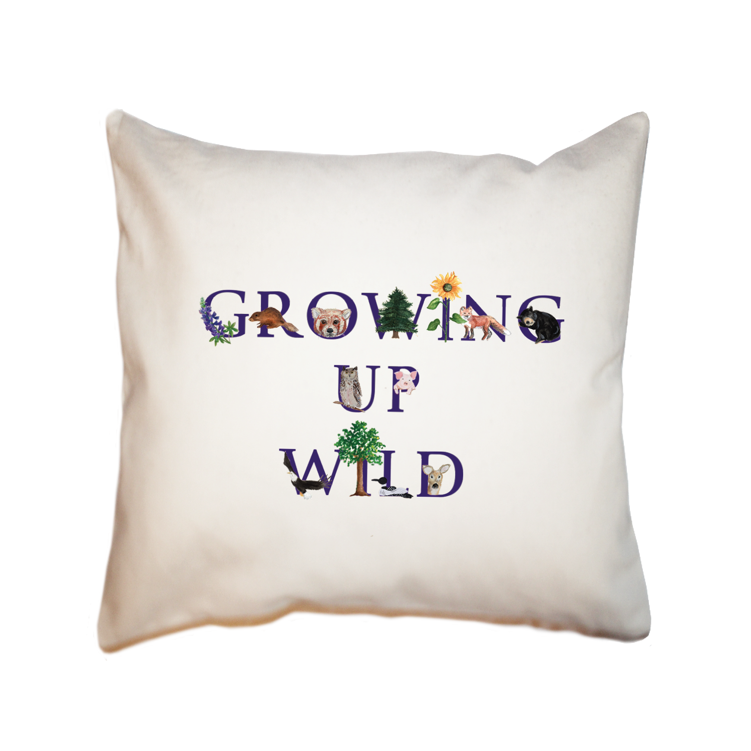 growing up wild square pillow