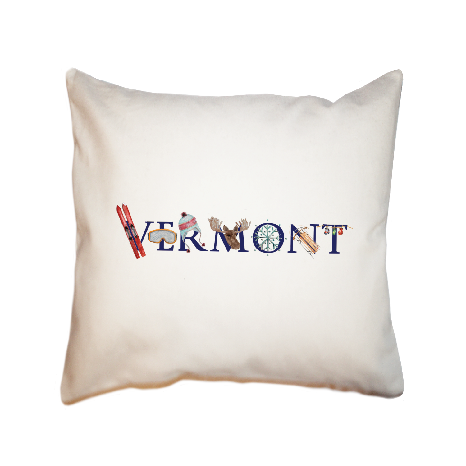 vermont winter square pillow