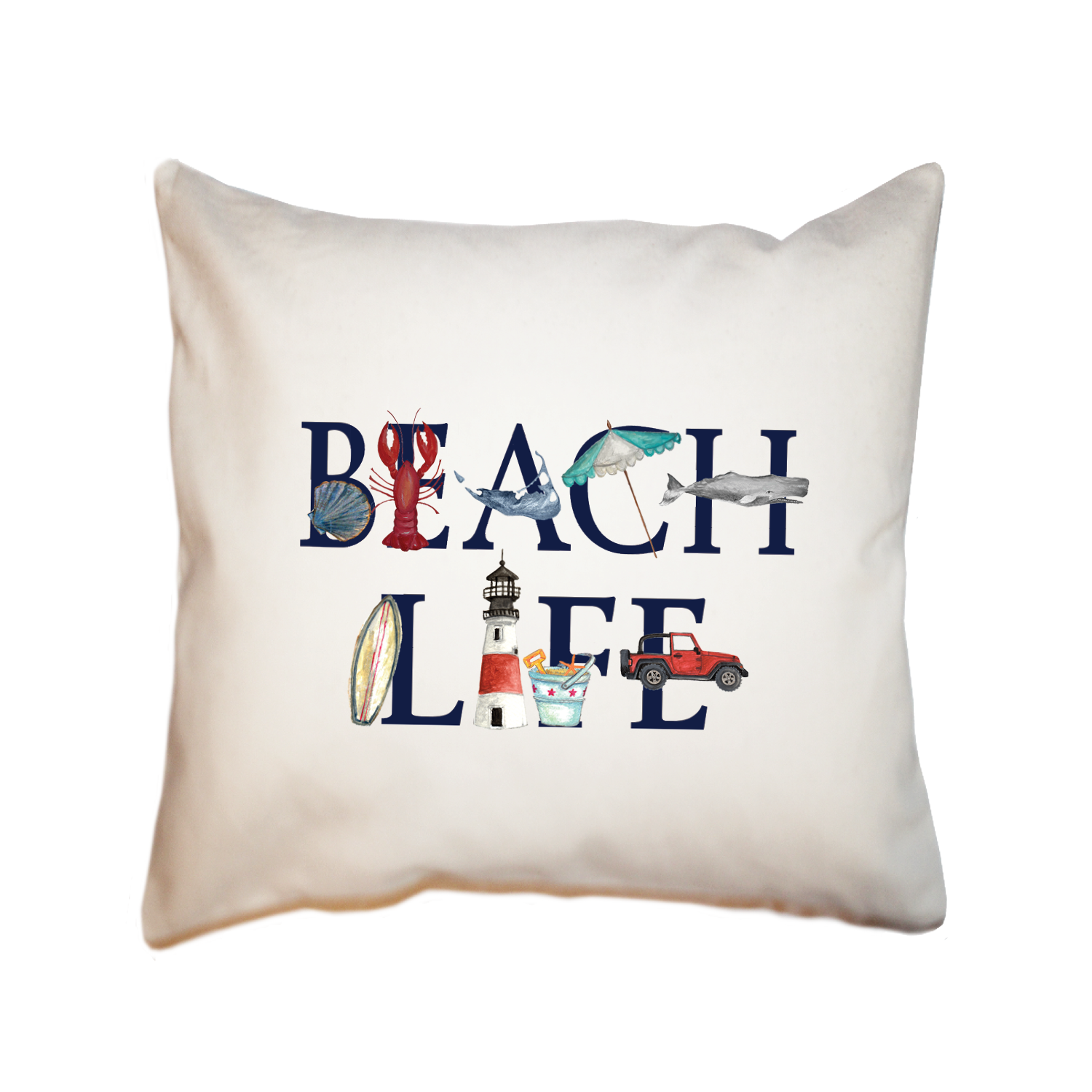 beach life nantucket square pillow