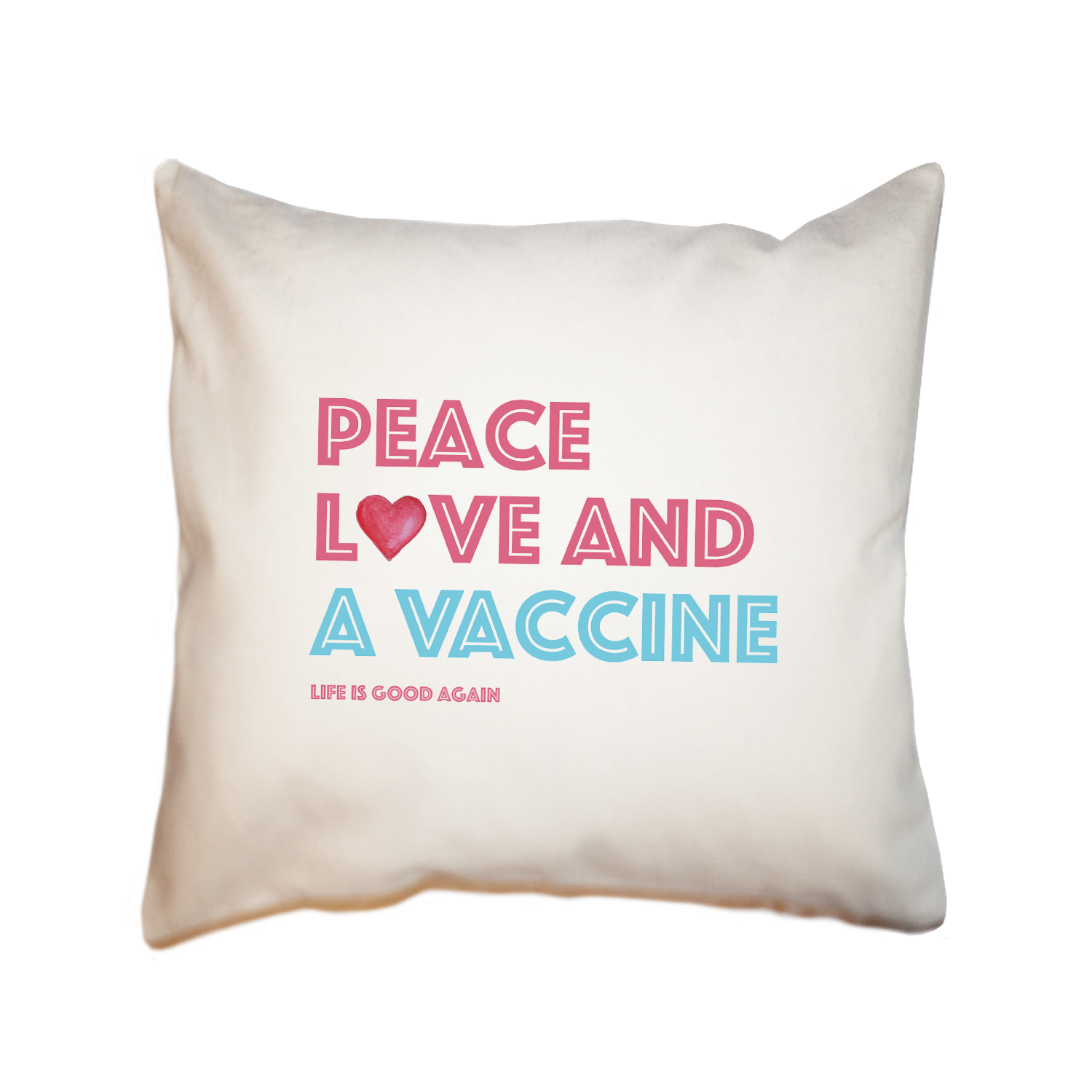 vaccine peace love square pillow