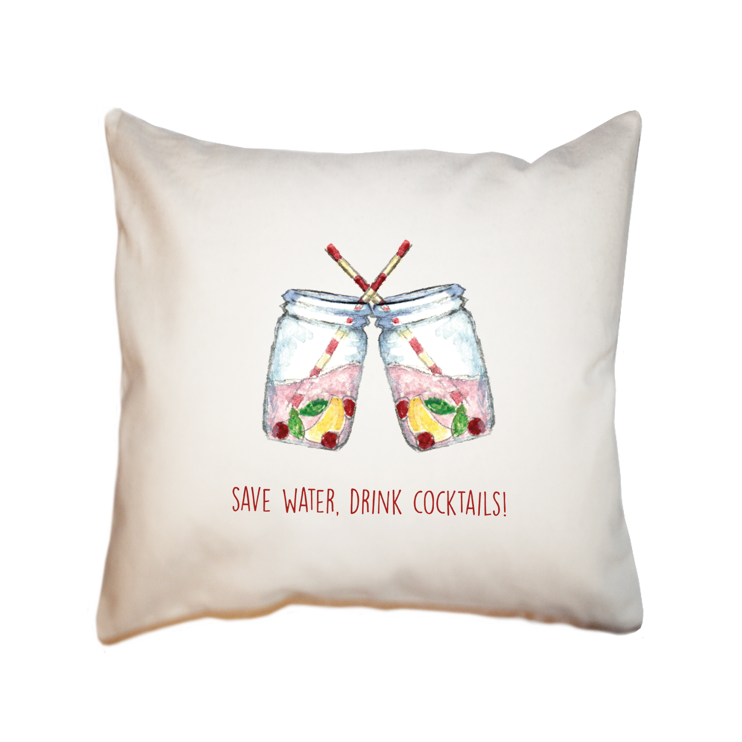 save water drink cocktails square pillow