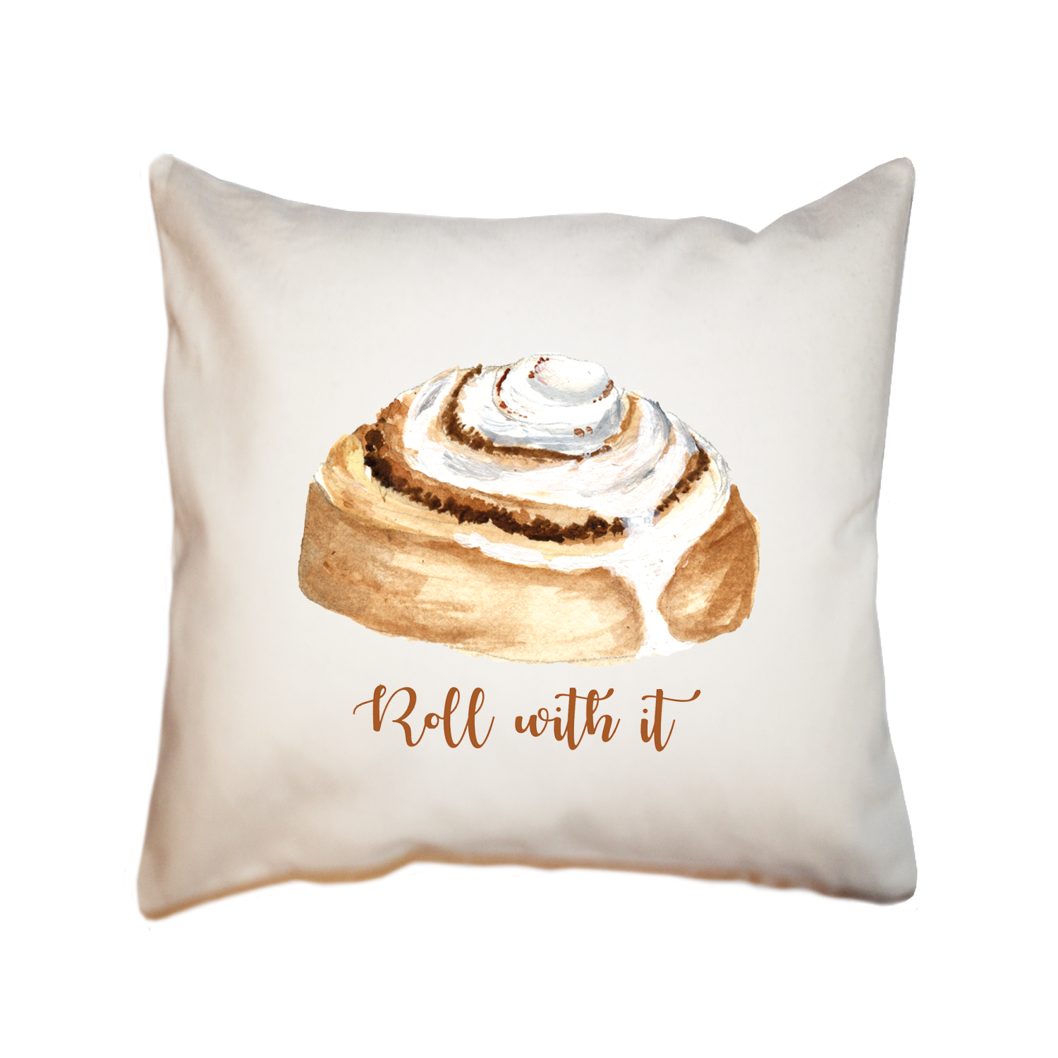 roll with it cinnamon bun square pillow