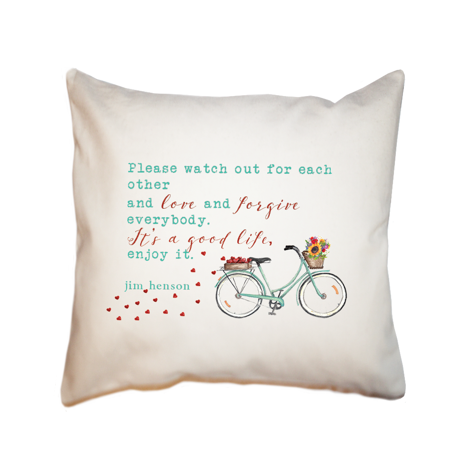 wildflower bike with jim henson quote square pillow