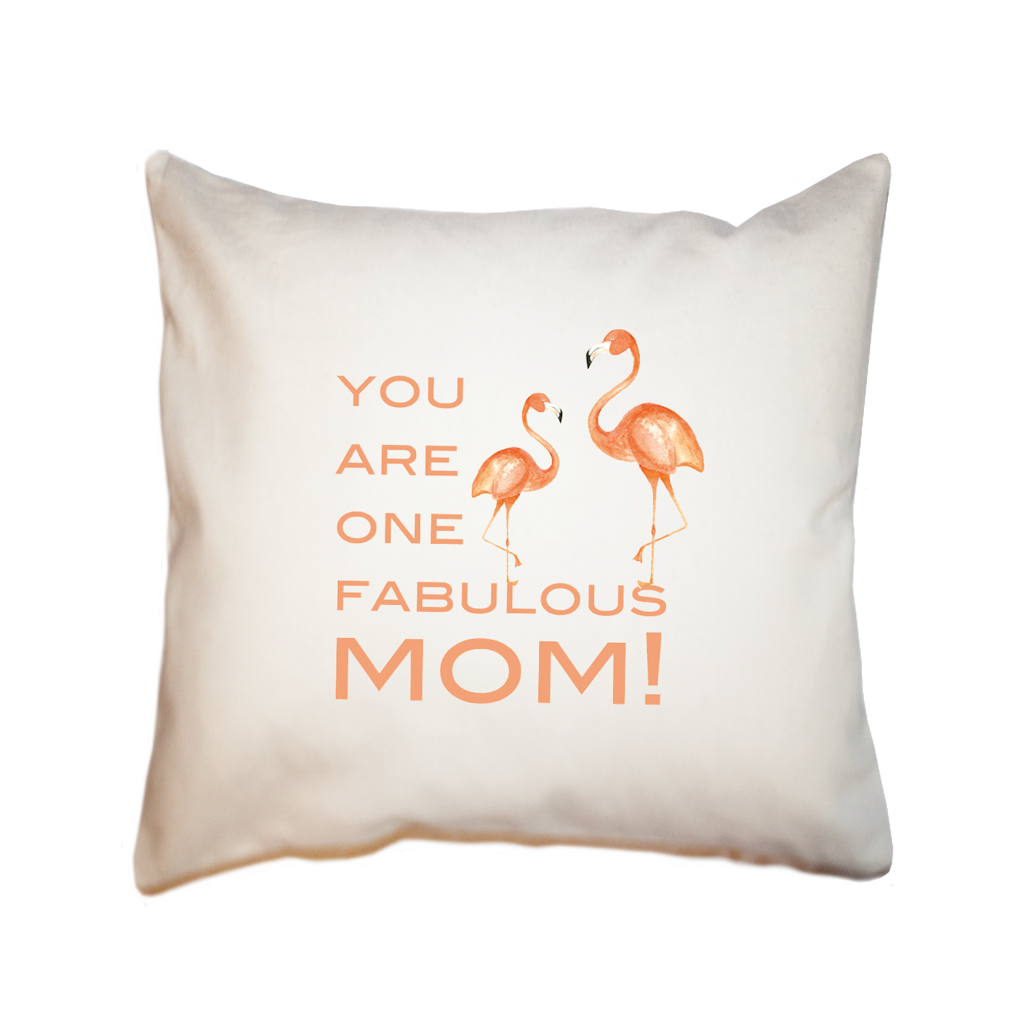 flamingo mom square pillow