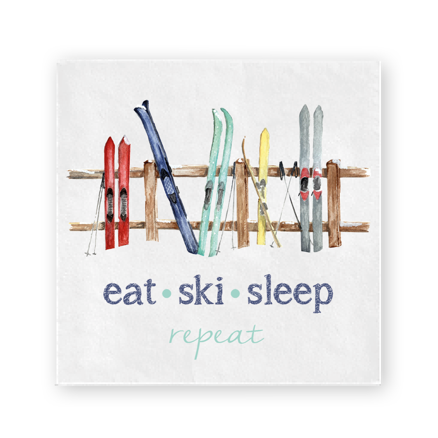 eat ski sleep limited edition cocktail napkins