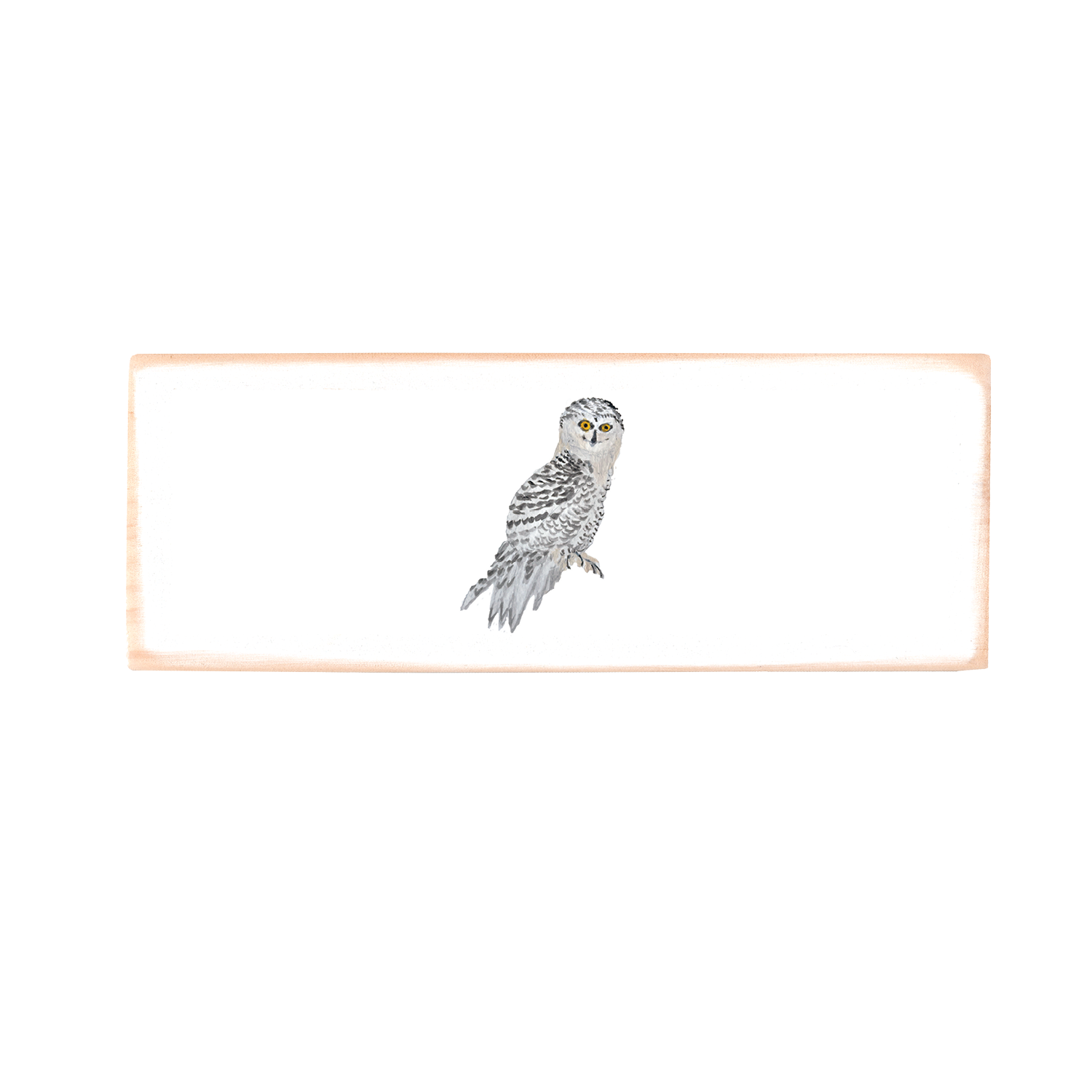 snowy owl wood block rectangle