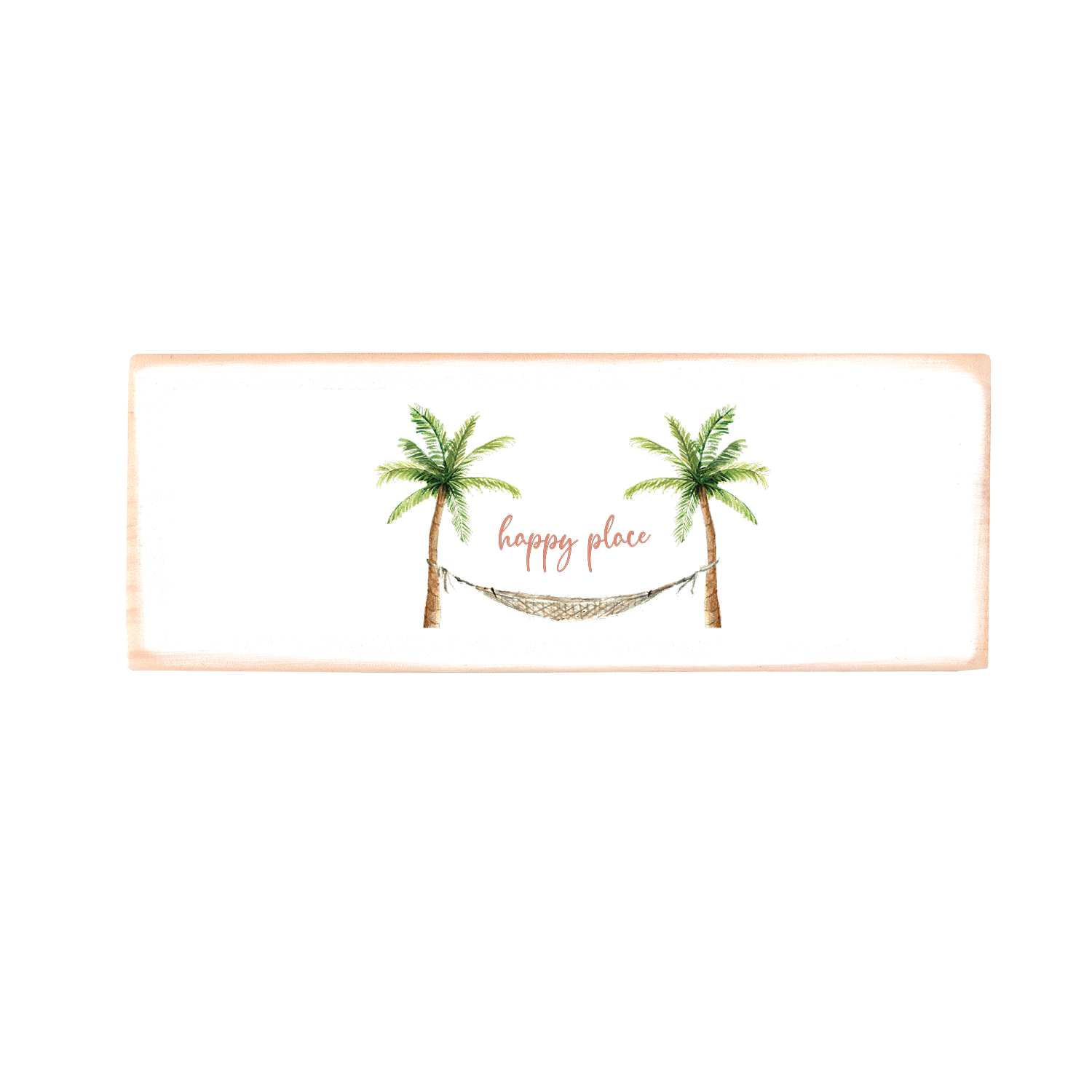 palm trees with hammock rectangle wood block