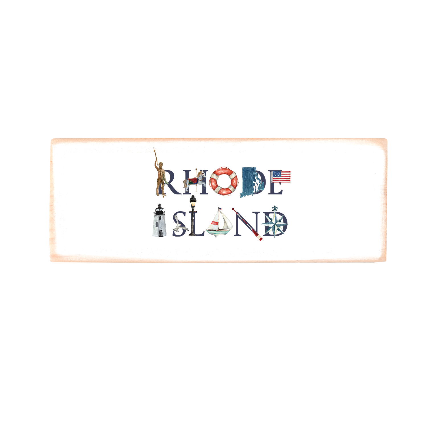 Rhode Island rectangle wood block