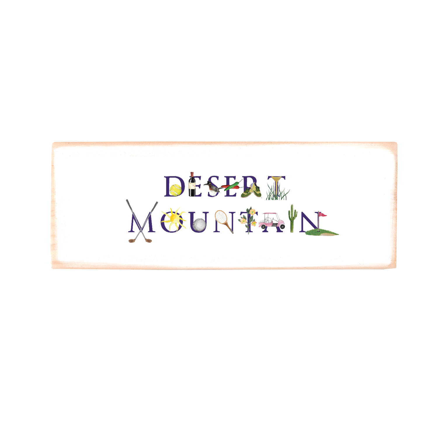 desert mountain rectangle wood block