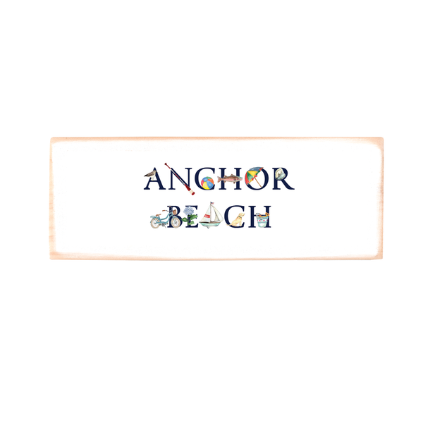 anchor beach wood block rectangle - Tina Labadini Designs