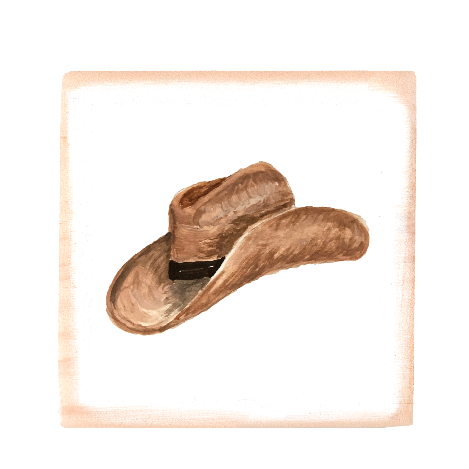 cowboy hat square wood block