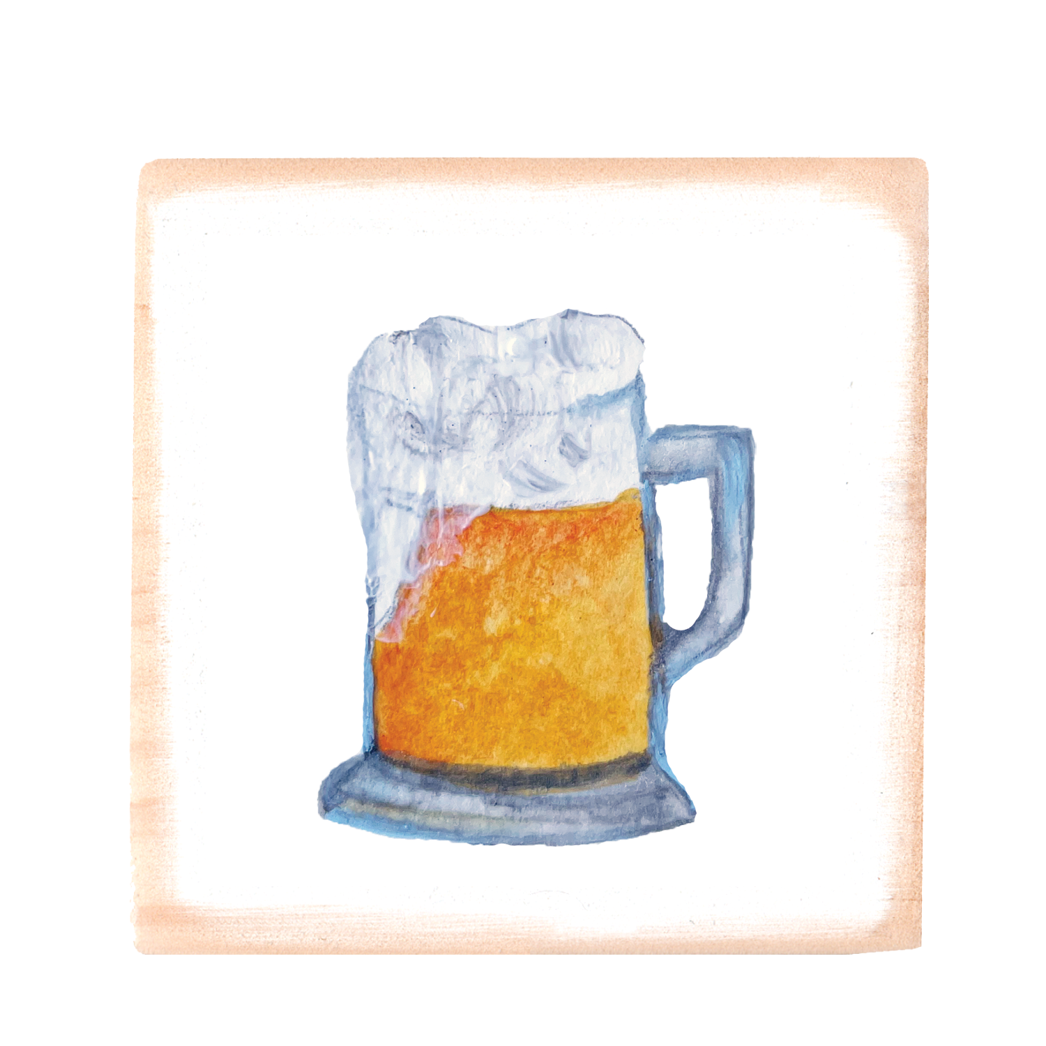 mug of beer square wood block