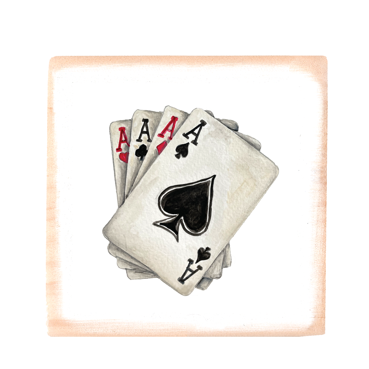 four aces playing cards square block