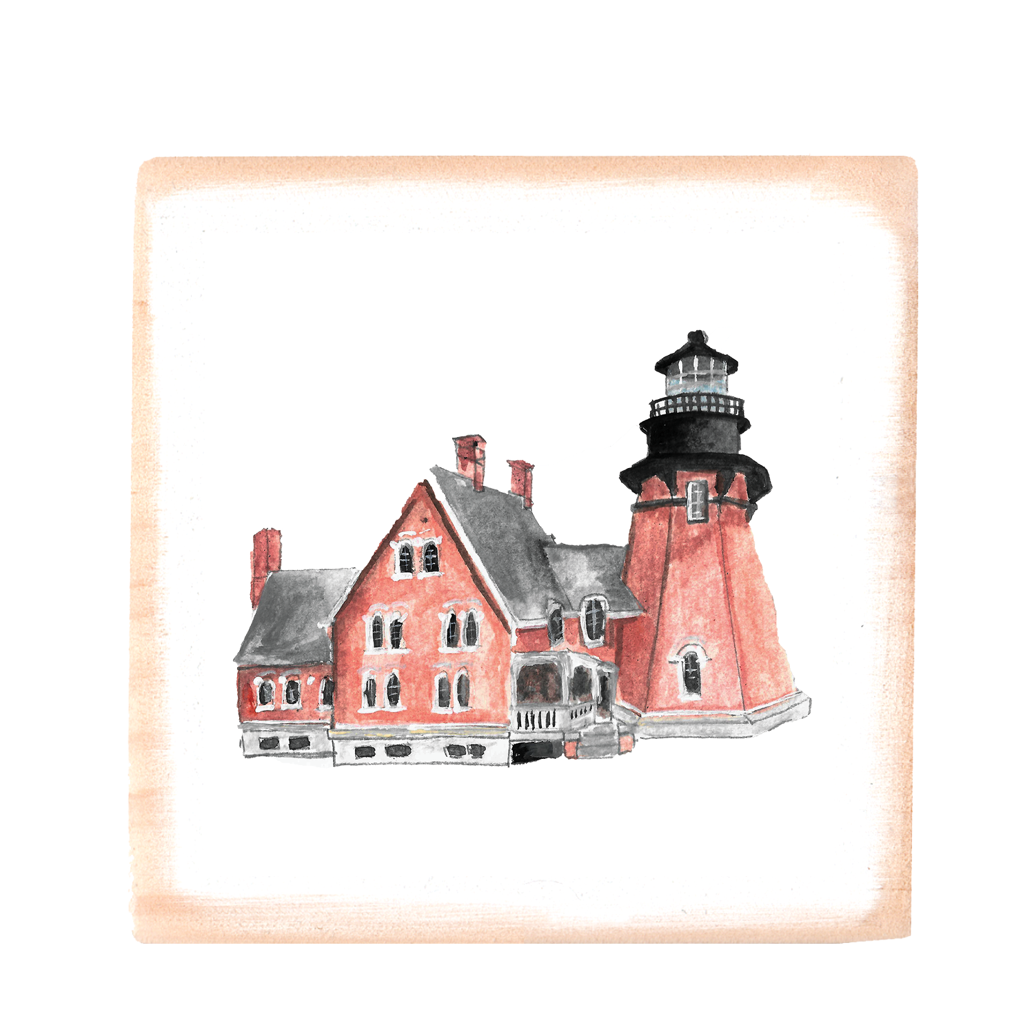 southeast light block island square wood block