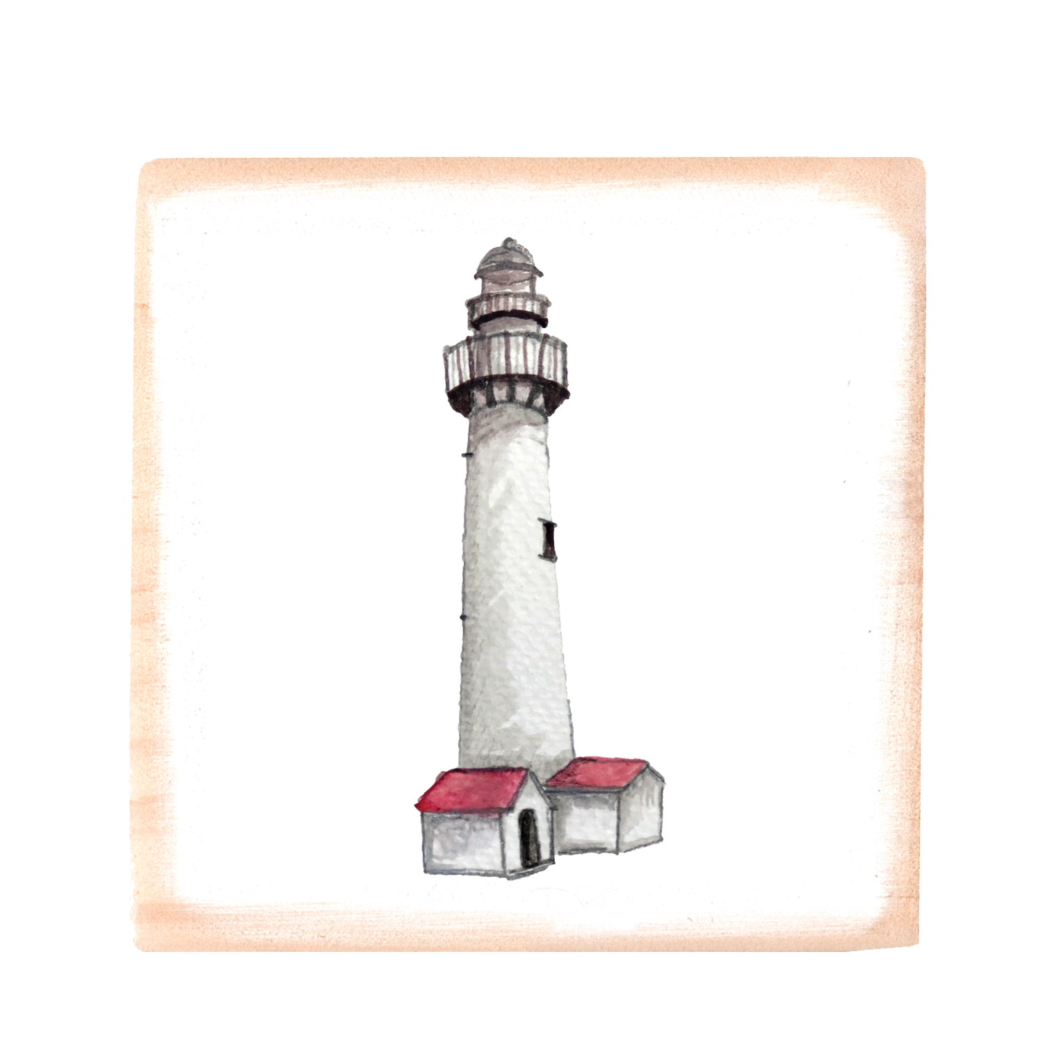 st. simon's lighthouse square wood block
