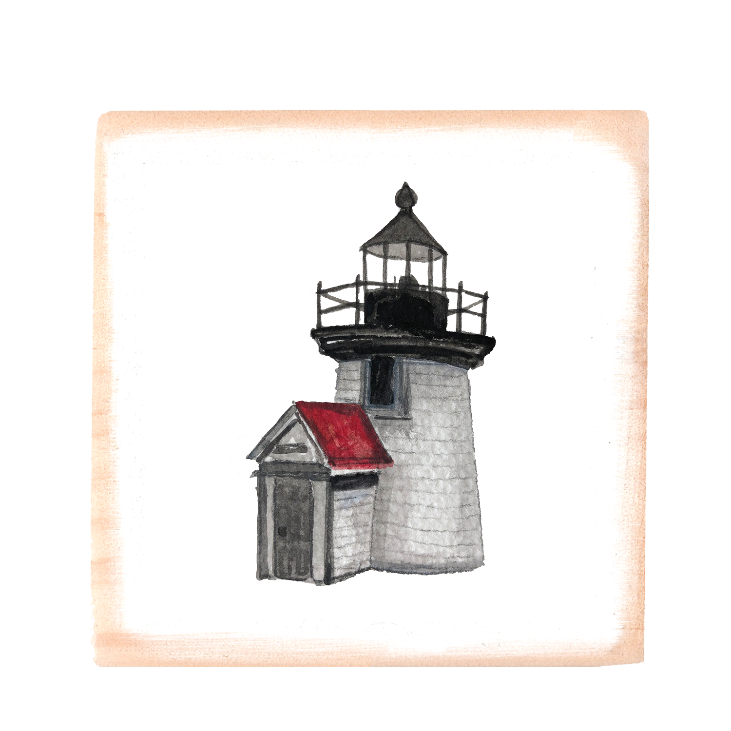 brant point lighthouse square wood block