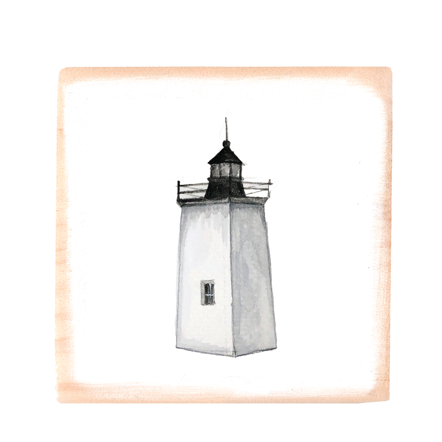 lighthouse boothbay harbor square wood block