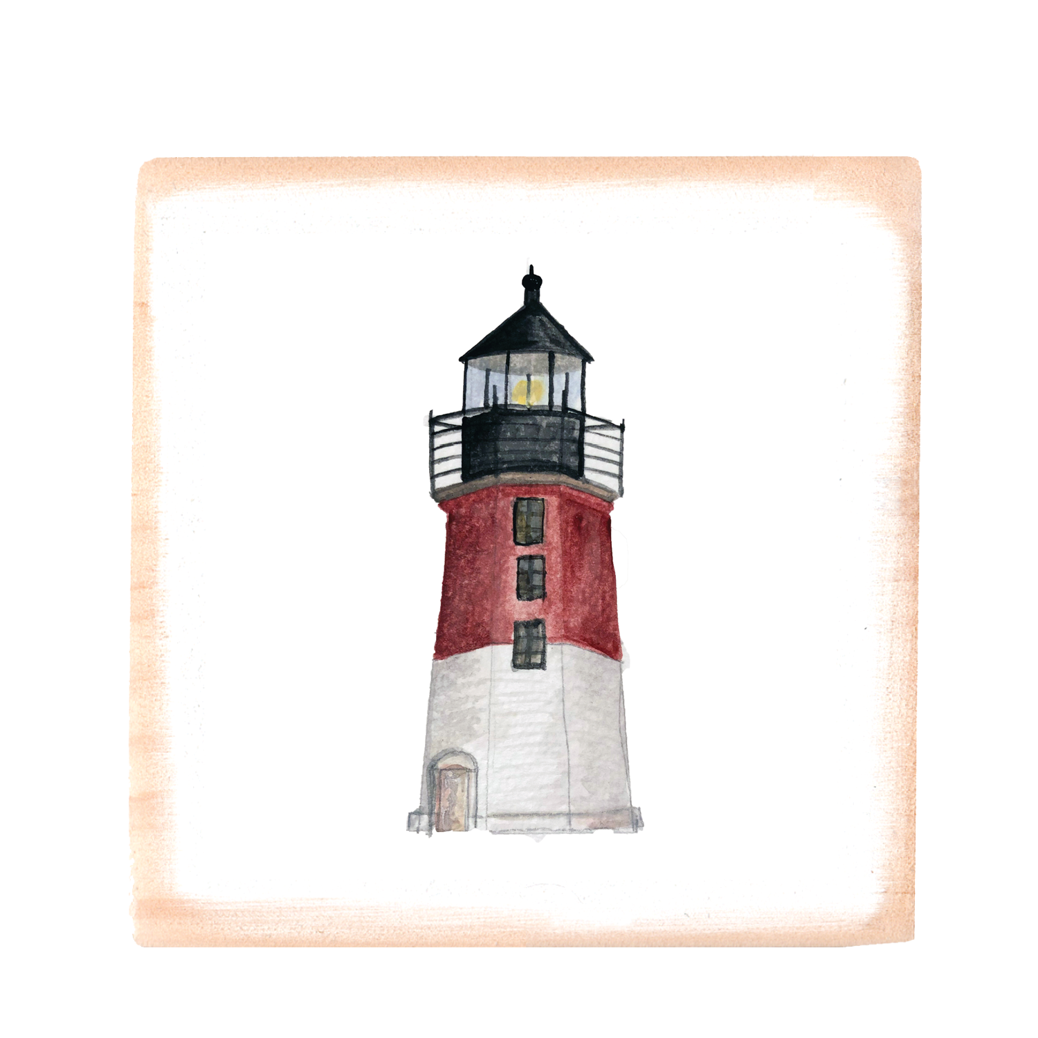 judith point lighthouse narragansett square wood block
