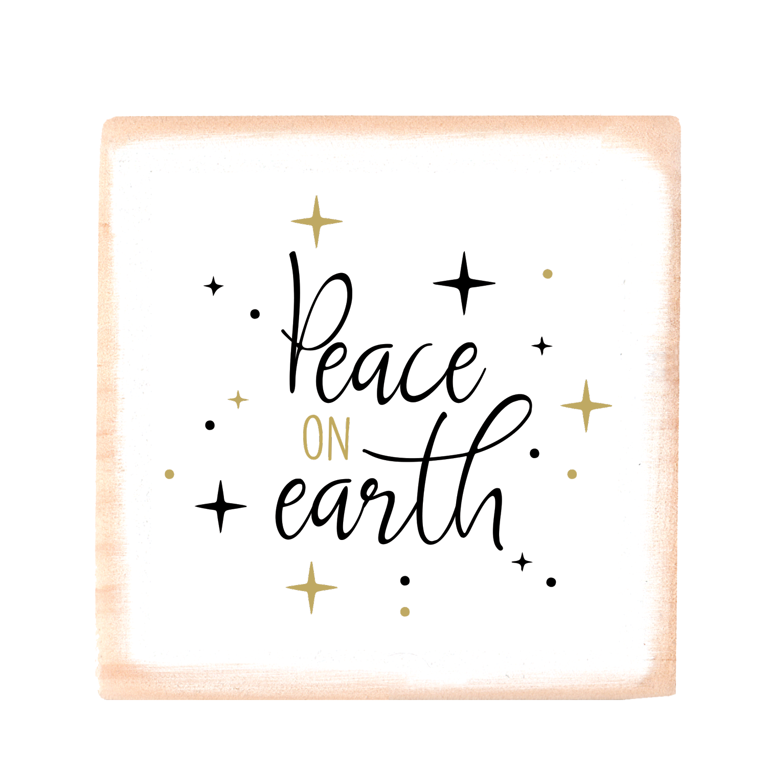 peace on earth square wood block