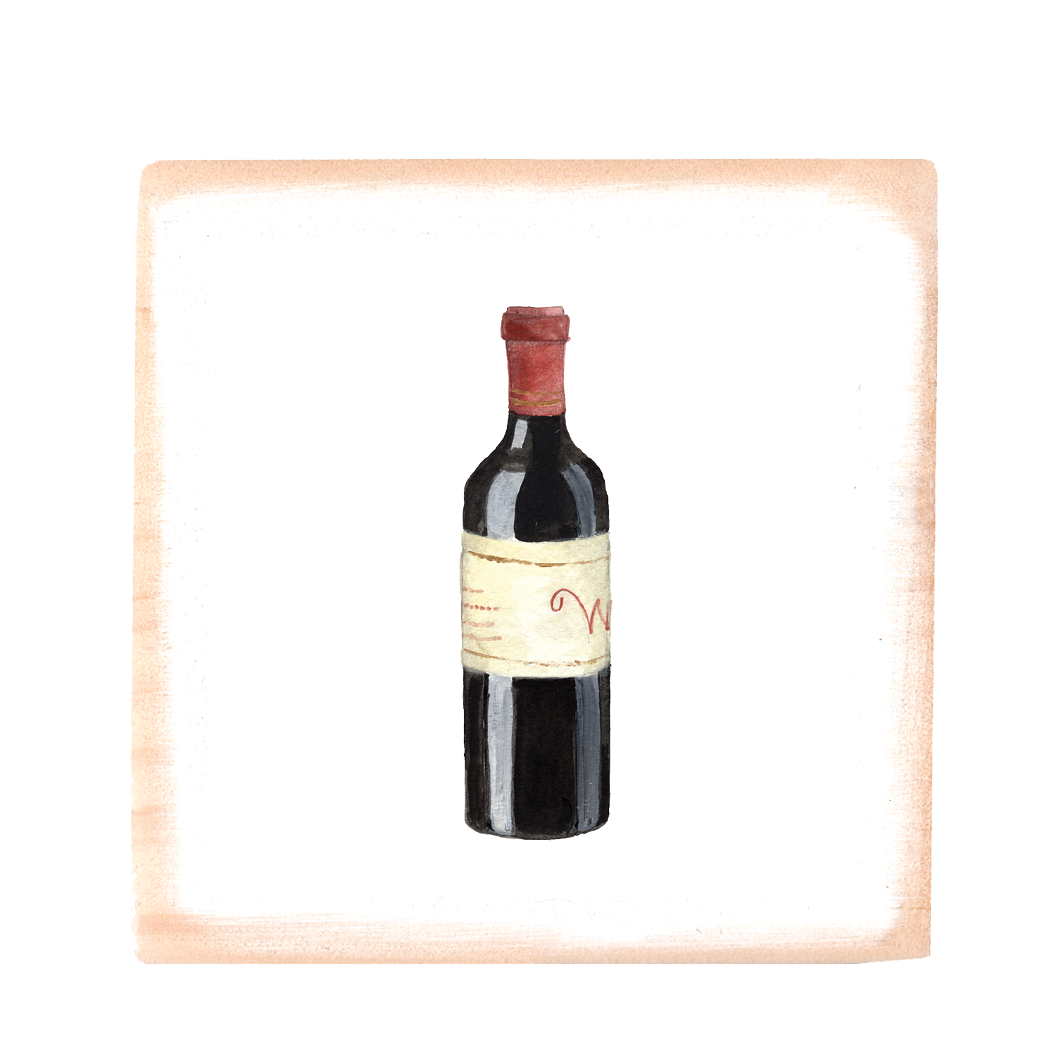bottle of red square wood block