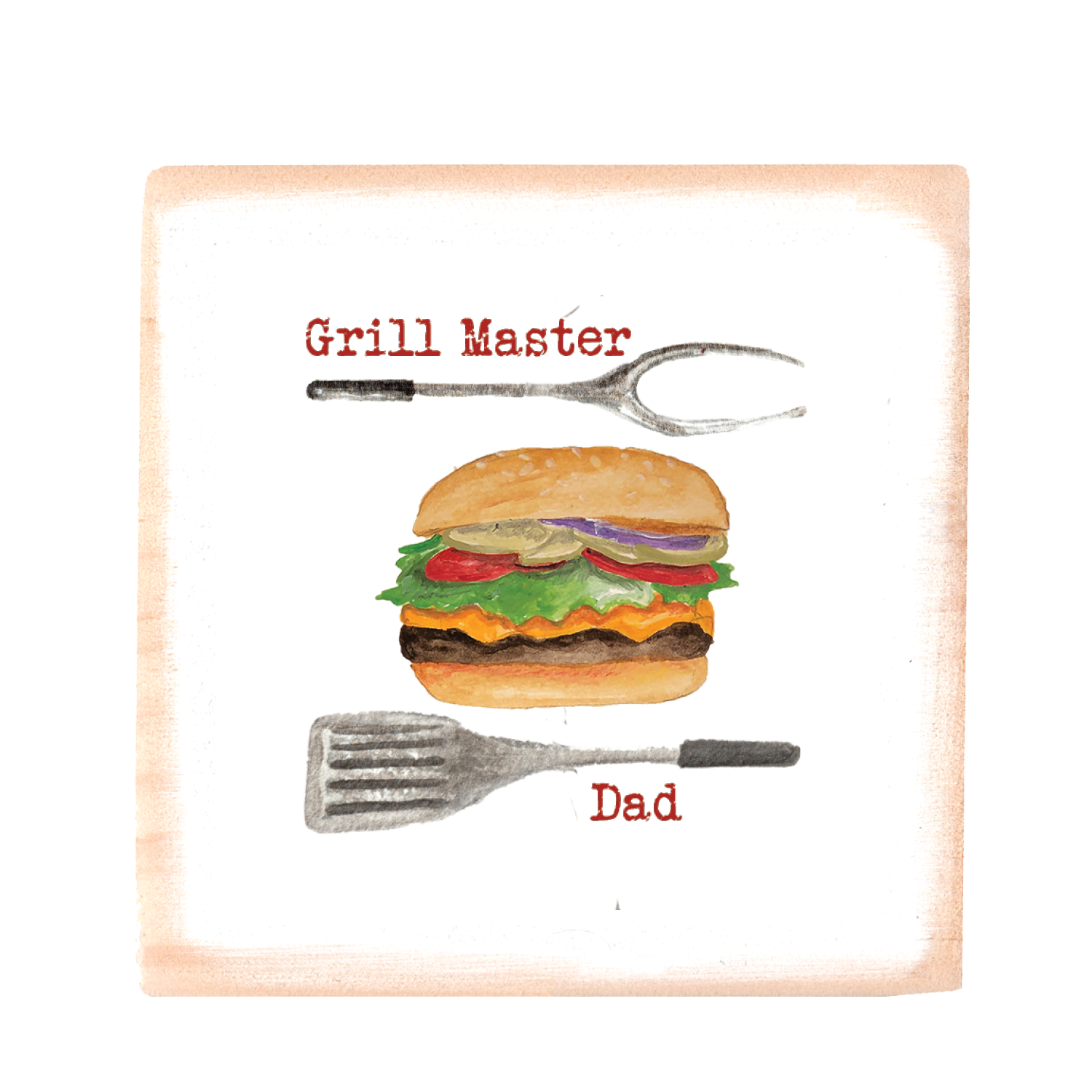 grill master dad square wood block