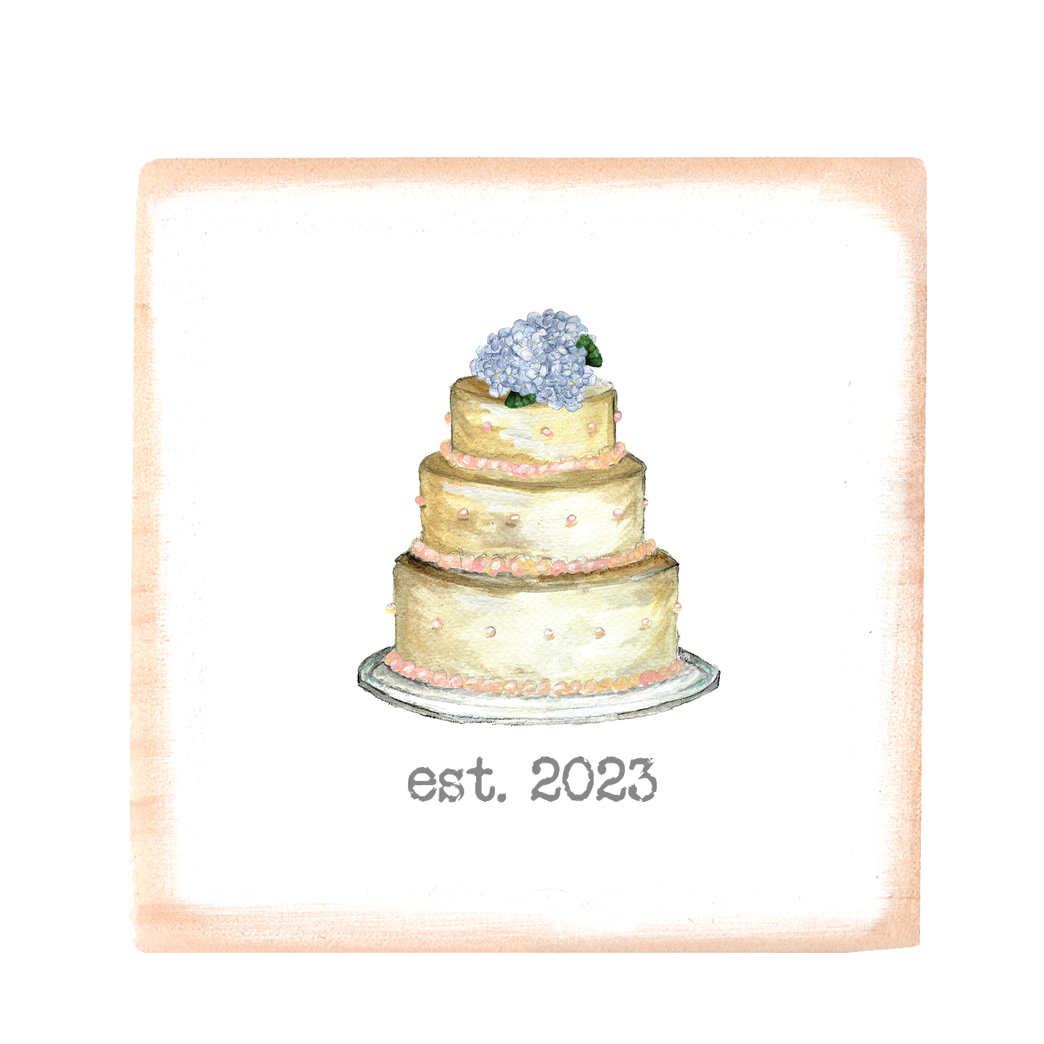 wedding cake 2023 square wood block
