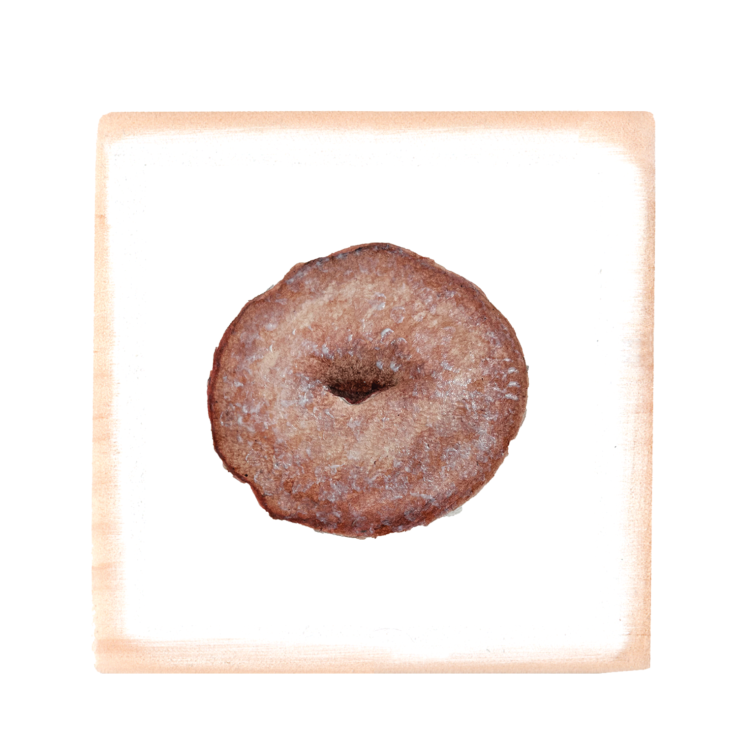 cider donut square wood block