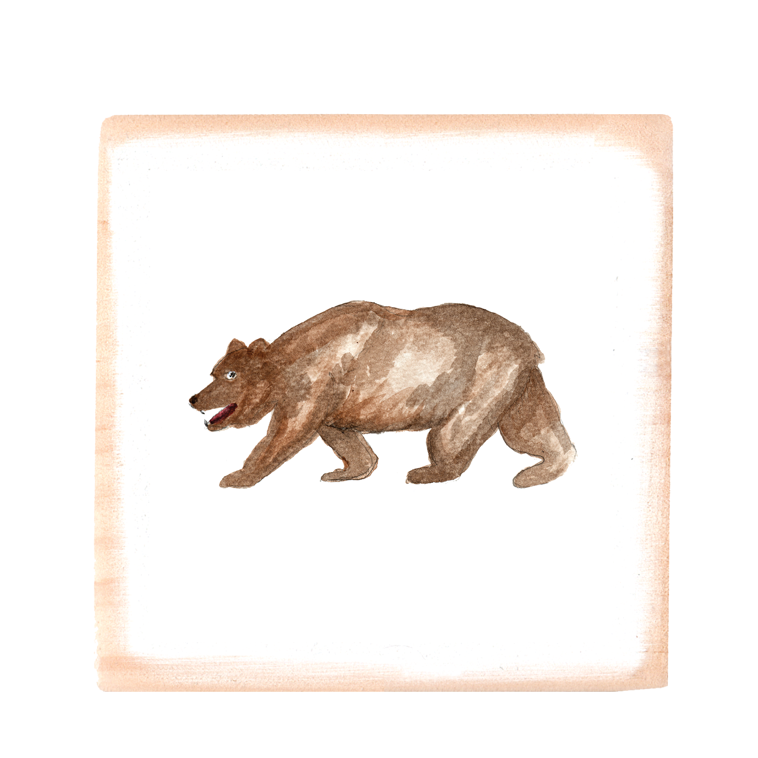 brown bear square wood block