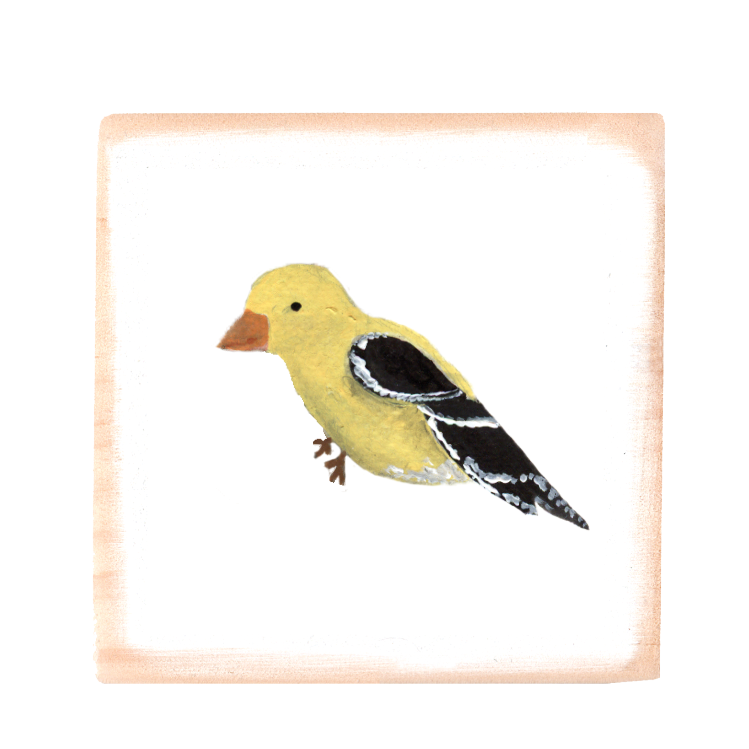 goldfinch square wood block