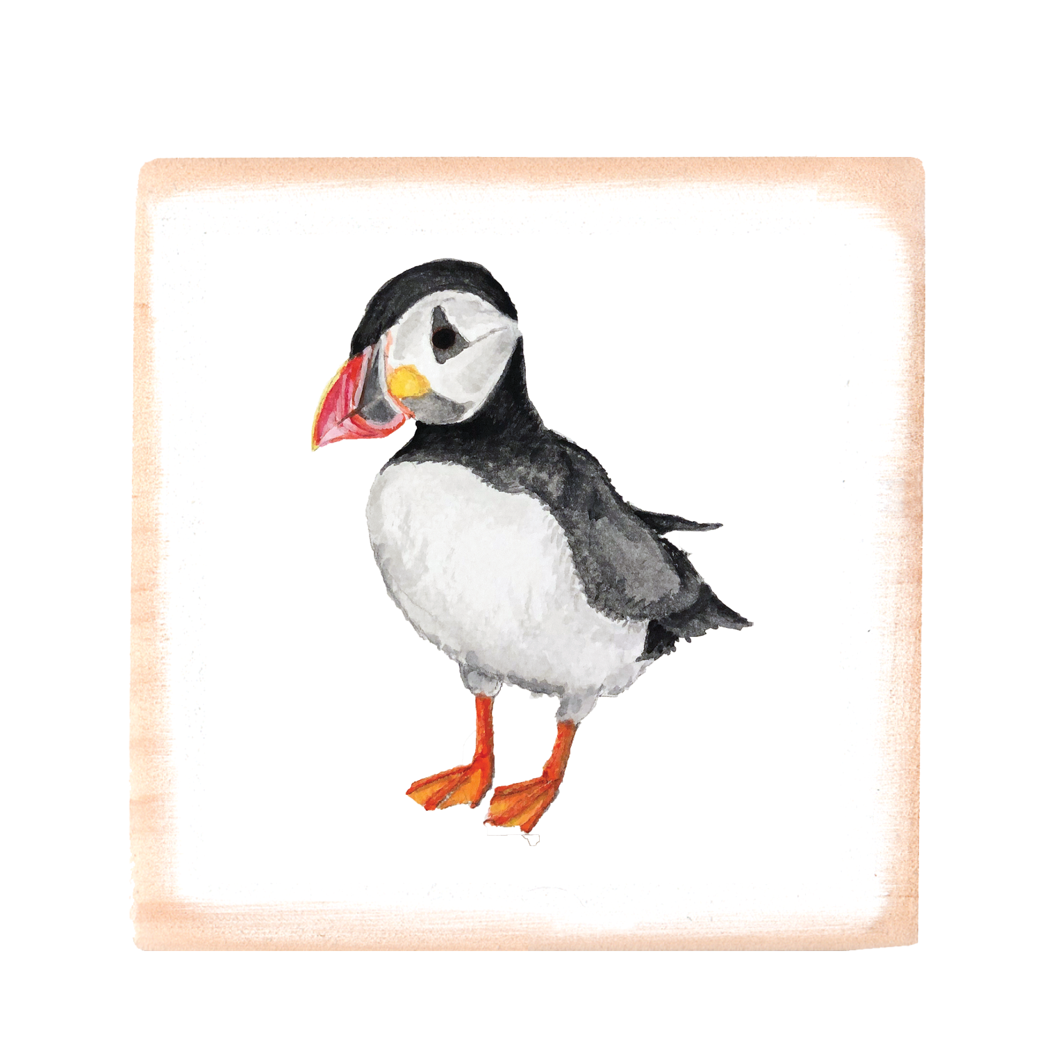 puffin square wood block