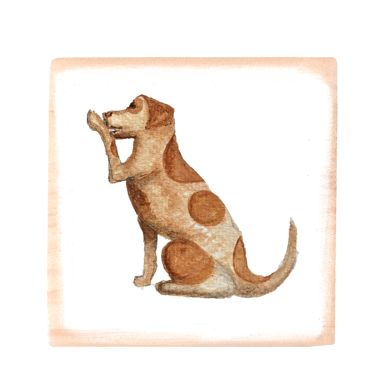 spotted dog square wood block