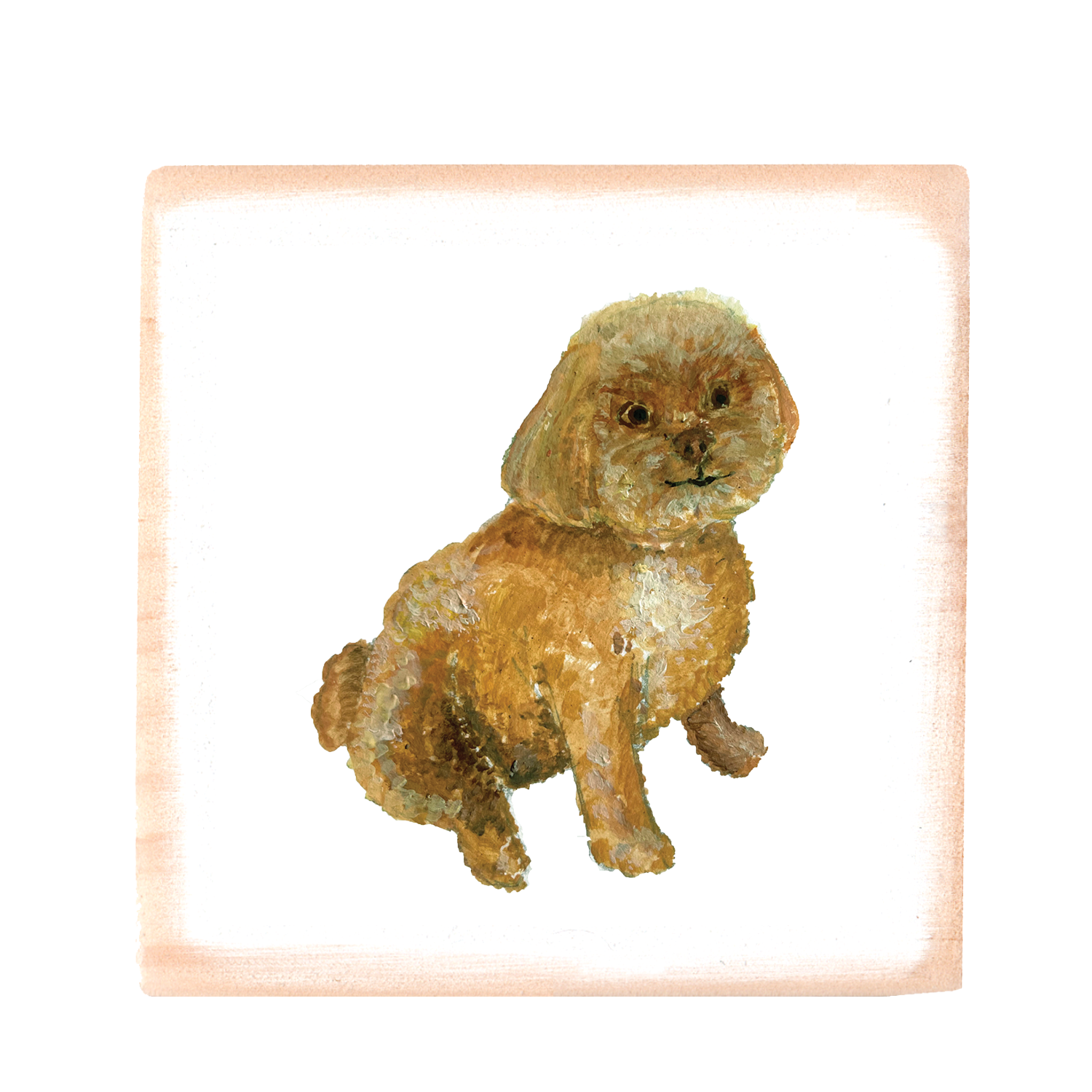 shih poo square wood block