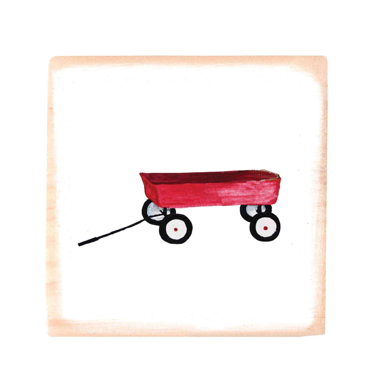 little red wagon square wood block