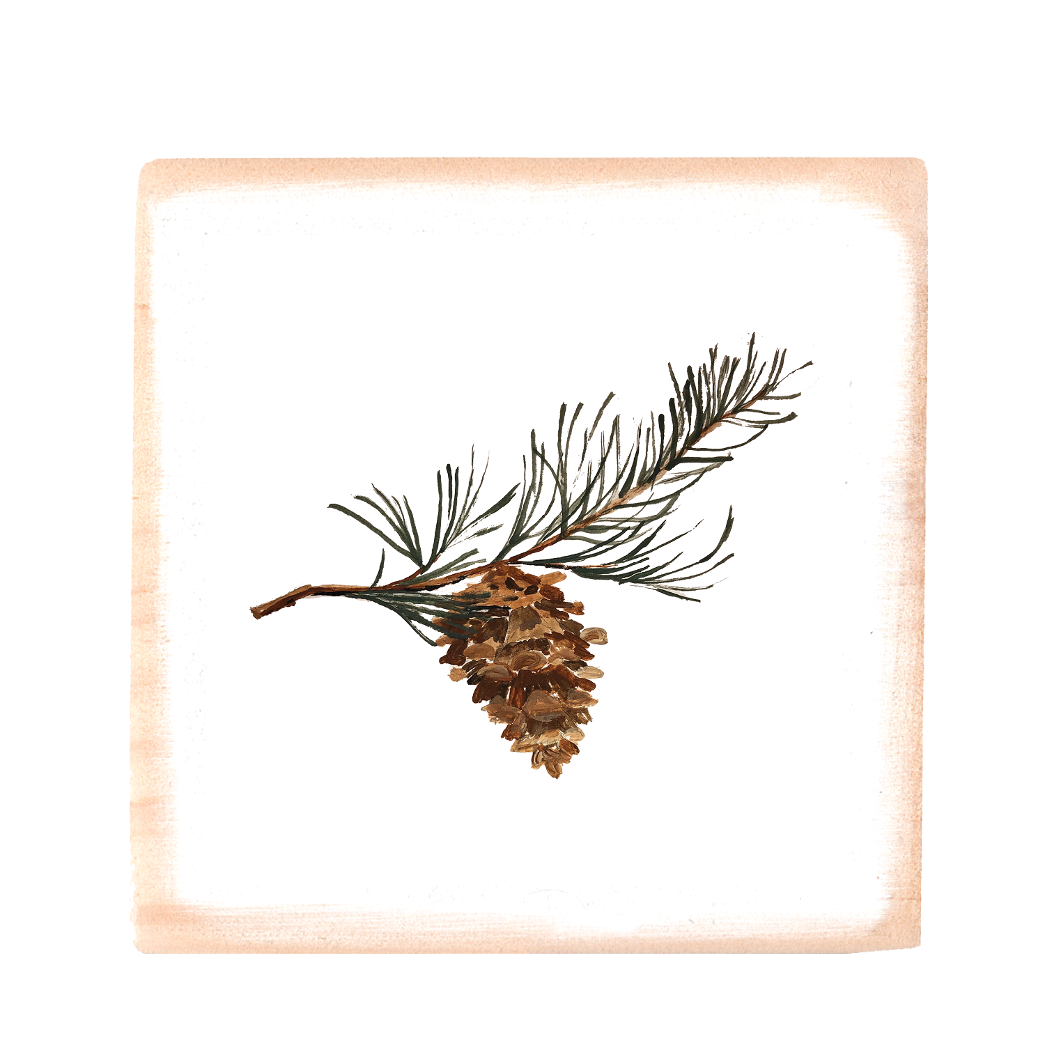 pinecone square wood block