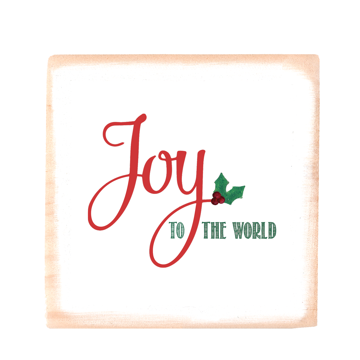 joy to the world square wood block