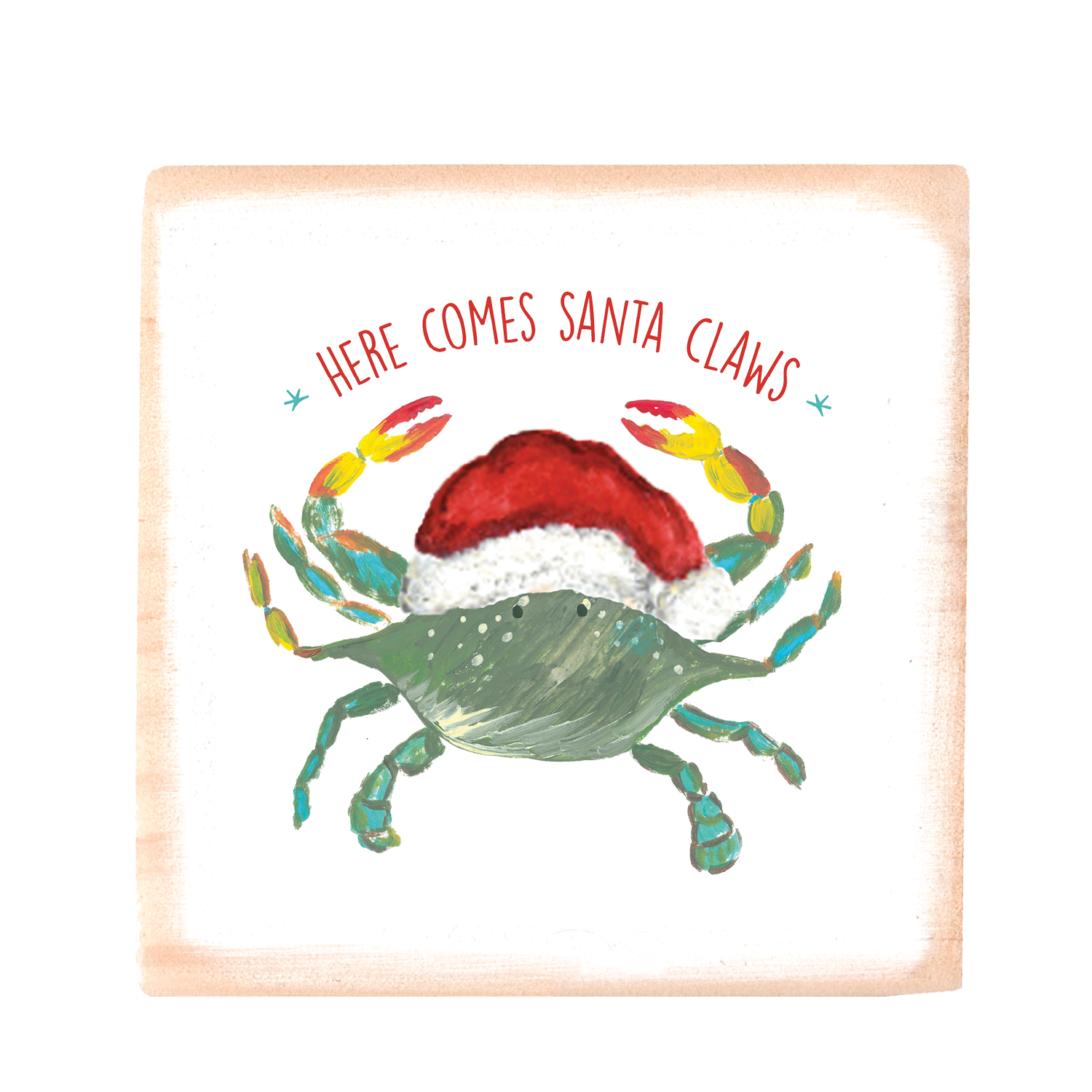 here comes santa claws square block