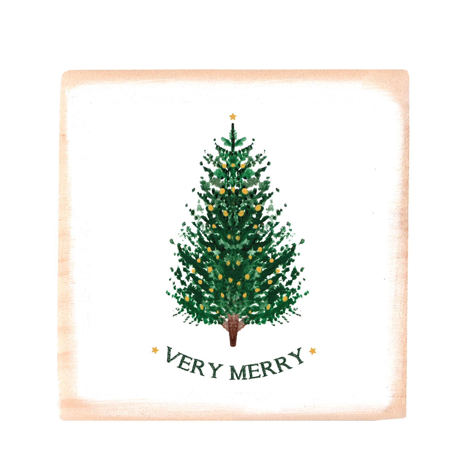 very merry christmas tree square block