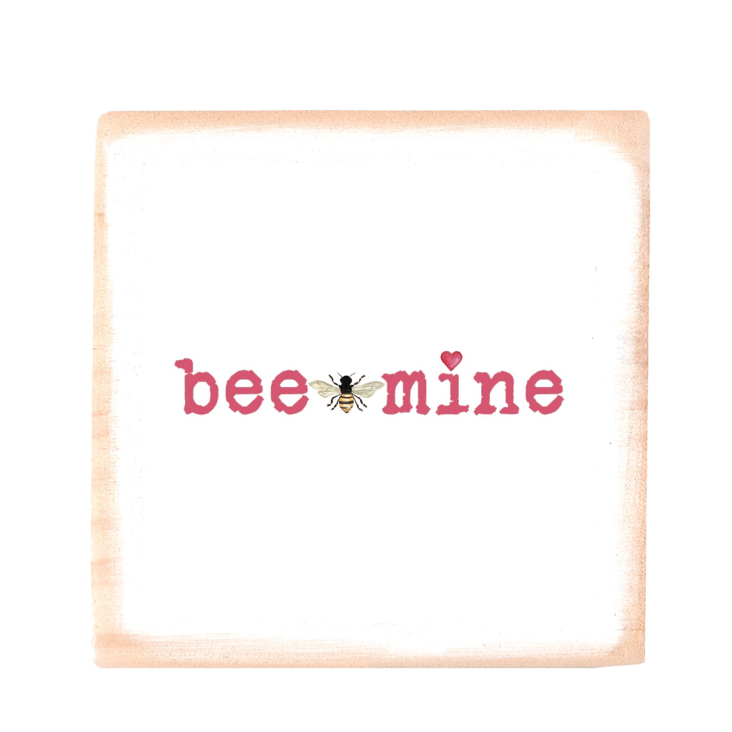 bee mine square wood block