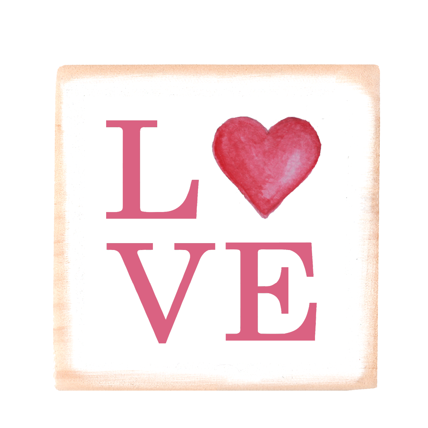 love love square wood block