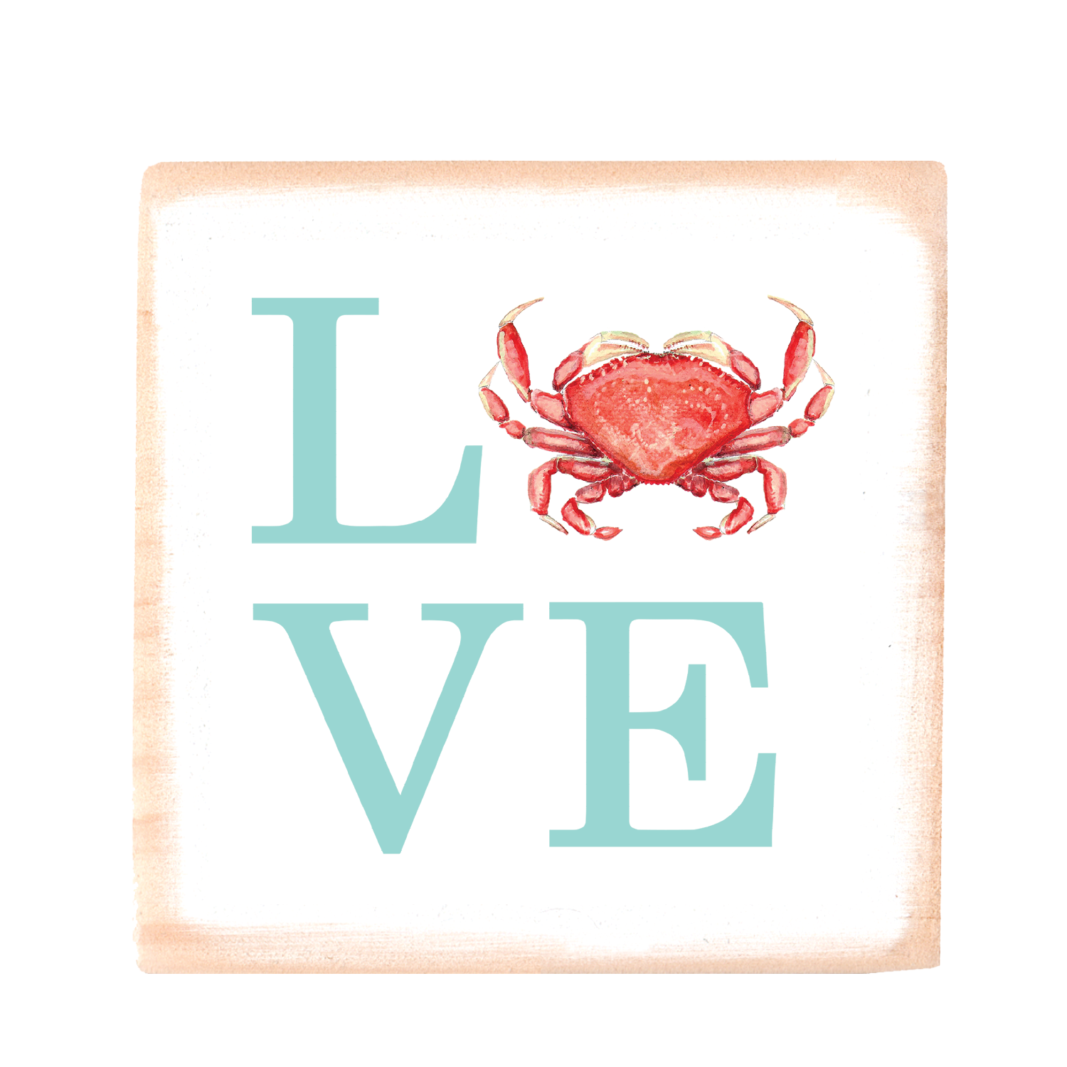 love crab square wood block