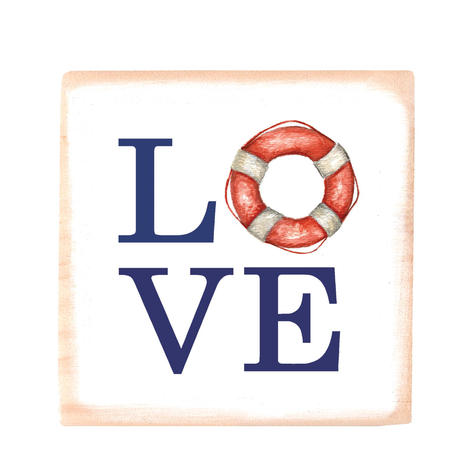 love life ring square wood block