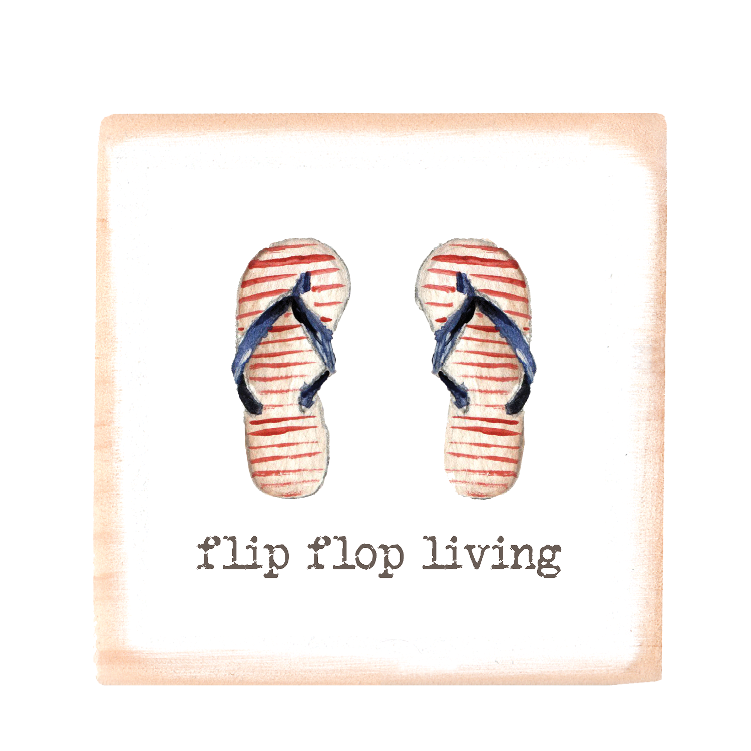 flip flop living square wood block