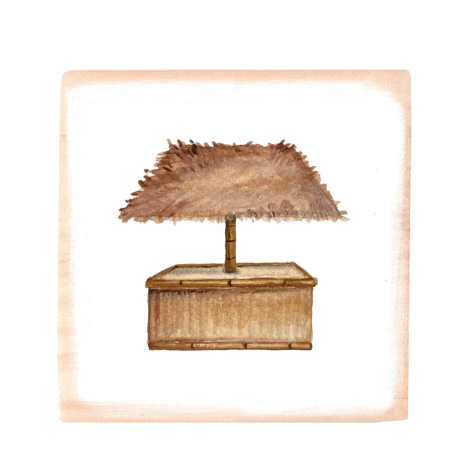 tiki hut square wood block