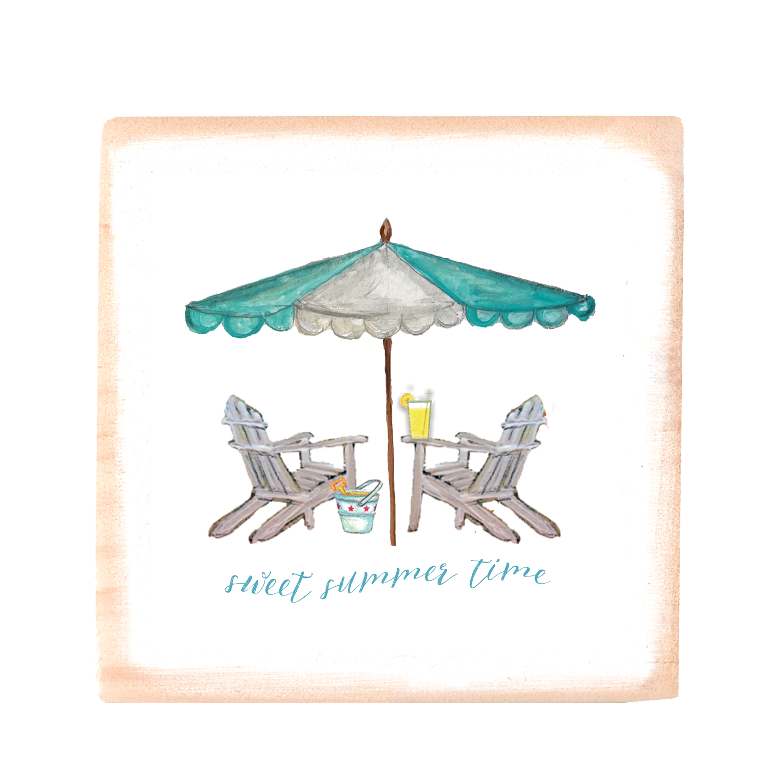 chairs with seafoam umbrella sweet summer time square block