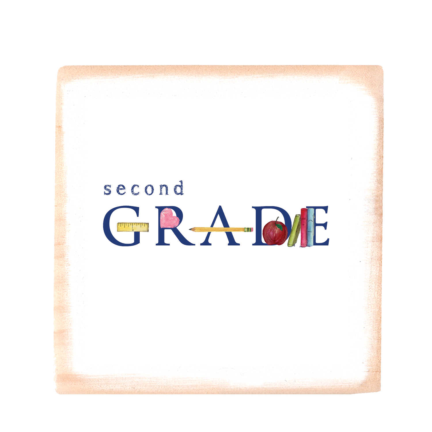 second grade square wood block