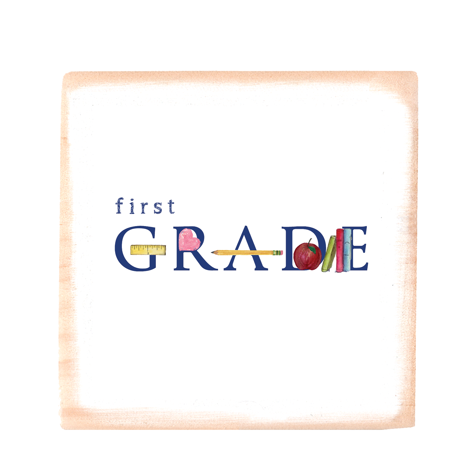 first grade square wood block